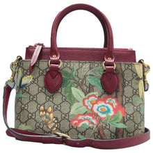 Load image into Gallery viewer, Gucci  Tian Mini Zip Top  GG Supreme Monogram Tote Beige Multicolor Red
