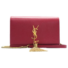 Load image into Gallery viewer, SAINT LAURENT Kate monogramme Tassel Leather Shoulder Bag Red
