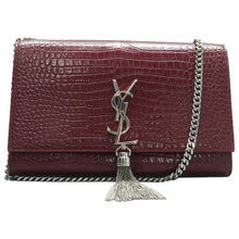 Load image into Gallery viewer, Yves Saint Laurent SAINT LAURENT Kate monogramme Tassel Leather Shoulder Bag Burgundy
