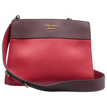 Load image into Gallery viewer, Prada  City Calf Colorblock Bibliotheque Leather Shoulder Bag Red
