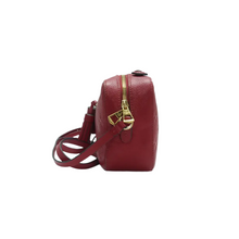 Load image into Gallery viewer, Louis Vuitton Saintonge Monogram Red Leather Satchel Bag - Side View
