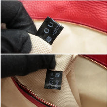 Load image into Gallery viewer, Gucci Soho Pebbled Calfskin Leather Clutch Bag Red
