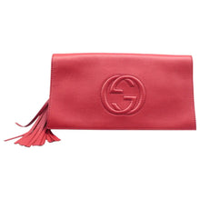 Load image into Gallery viewer, Gucci Soho Pebbled Calfskin Leather Clutch Bag Red
