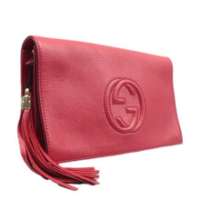 Load image into Gallery viewer, Gucci Soho Pebbled Calfskin Leather Clutch Bag Red
