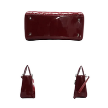 Load image into Gallery viewer, Christian Dior Lady Dior Medium Patent Leather Satchel Bag Red
