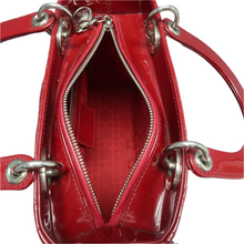 Load image into Gallery viewer, Christian Dior Lady Dior Medium Patent Leather Satchel Bag Red
