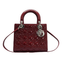 Load image into Gallery viewer, Christian Dior Lady Dior Medium Patent Leather Satchel Bag Red
