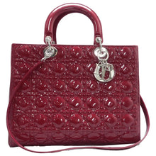 Load image into Gallery viewer, Christian Dior Lady Dior Patent Leather Satchel Bag Red
