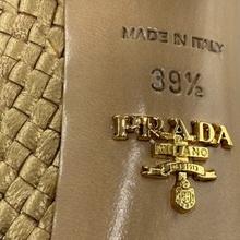 Load image into Gallery viewer, Prada Leather Woven Heel Pump Gold
