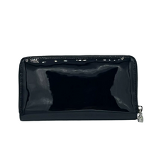 Load image into Gallery viewer, Alexander McQueen Dark Patent Leather Zip Around Wallet Navy
