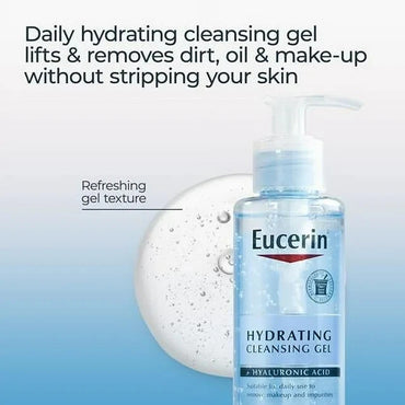 Eucerin Hydrating Cleansing Gel with Hyaluronic Acid 6.8 Fl Oz