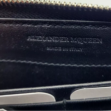 Load image into Gallery viewer, Alexander McQueen Dark Patent Leather Zip Around Wallet Navy
