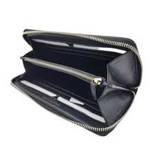 Load image into Gallery viewer, Alexander McQueen Dark Patent Leather Zip Around Wallet Navy
