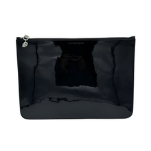Load image into Gallery viewer, Alexander McQueen Skull Charm Large Patent Leather Pouch Bag Black
