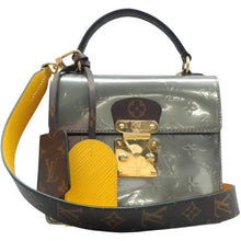 Load image into Gallery viewer, LOUIS VUITTON Spring Street Monogram Patent Leather Satchel Bag Silver
