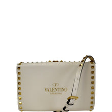 Load image into Gallery viewer, VALENTINO Rockstud Alcove Calfskin Leather Clutch Shoulder Bag Ivory
