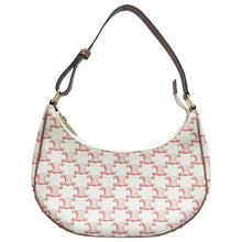 Load image into Gallery viewer, Celine Ava Triomphe Canvas Calfskin Shoulder Bag White
