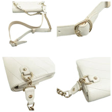 Load image into Gallery viewer, CHANEL Double Flap Chevron Quilted Leather Crossbody Bag White
