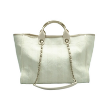 Load image into Gallery viewer, Chanel DeauVille Fabric Satchel Bag White
