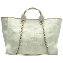 Load image into Gallery viewer, Chanel DeauVille Fabric Satchel Bag White
