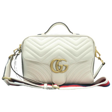 Load image into Gallery viewer, GUCCI GG Marmont Leather Satchel Bag White
