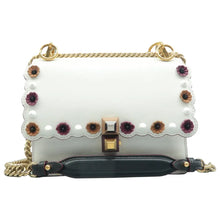 Load image into Gallery viewer, Fendi  Kan I Small Studded Metallic Leather Chain Shoulder Bag White
