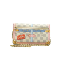 Load image into Gallery viewer, LOUIS VUITTON Weekend Pochette Trunk Damier Azur Canvas Shoulder Bag White
