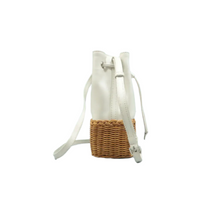 Load image into Gallery viewer, Miu Miu Leather&amp;Straw Shoulder Bag White
