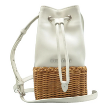 Load image into Gallery viewer, Miu Miu Leather&amp;Straw Shoulder Bag White
