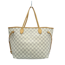 Load image into Gallery viewer, Louis Vuitton Neverfull MM Damier Azur Canvas Shoulder Bag White
