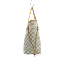 Load image into Gallery viewer, Louis Vuitton Neverfull MM Damier Azur Canvas Shoulder Bag White
