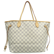 Load image into Gallery viewer, Louis Vuitton Neverfull MM Damier Azur Canvas Shoulder Bag White
