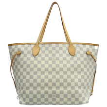 Load image into Gallery viewer, Louis Vuitton Neverfull MM Damier Azur Canvas Shoulder Bag White
