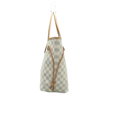 Load image into Gallery viewer, Louis Vuitton Neverfull MM W/P Damier Azur Canvas Shoulder Bag White
