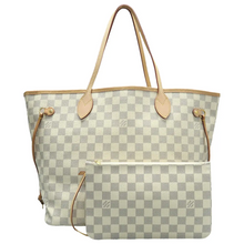 Load image into Gallery viewer, Louis Vuitton Neverfull MM W/P Damier Azur Canvas Shoulder Bag White
