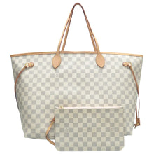 Load image into Gallery viewer, Louis Vuitton Neverfull GM Damier Azur Canvas Shoulder Bag White
