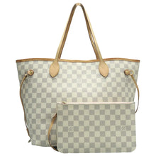 Load image into Gallery viewer, Louis Vuitton Neverfull MM W/P Damier Azur Canvas Shoulder Bag White
