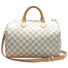 Load image into Gallery viewer, Louis Vuitton Speedy Bandouliere 30 Damier Azur Canvas Satchel Bag White
