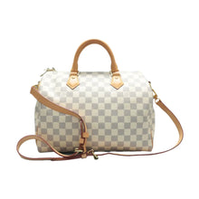 Load image into Gallery viewer, Louis Vuitton Speedy Bandouliere 30 Damier Azur Canvas Satchel Bag White
