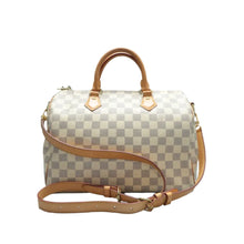 Load image into Gallery viewer, Louis Vuitton Speedy Bandouliere 30 Damier Azur Canvas Satchel Bag White
