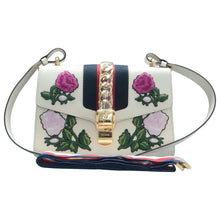 Load image into Gallery viewer, GUCCI Sylvie  Embroidered Leather Shoulder Bag White
