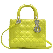 Load image into Gallery viewer, Christian Dior Lady Dior Patent Leather Satchel Bag Yellow
